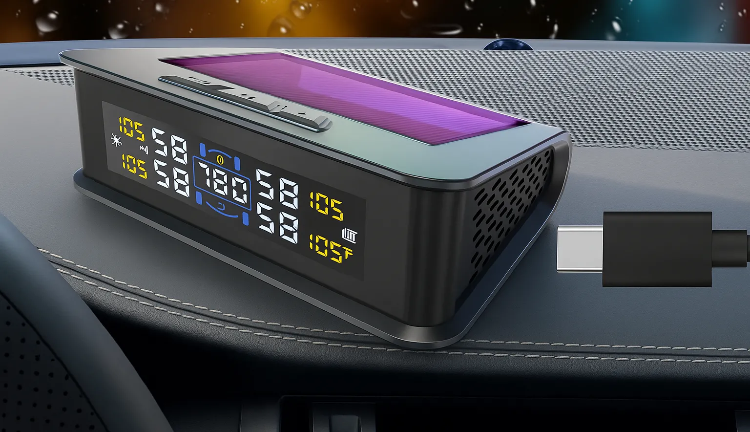 Màn hình hiển thị áp suất lốp ô tô kỹ thuật số kết nối USB