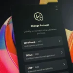 Màn hình hiển thị tùy chọn giao thức WireGuard trong ứng dụng Windscribe VPN, minh họa bảo mật ngang bằng.