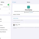 Màn hình iPad hiển thị cài đặt sao lưu iCloud tự động cho dữ liệu