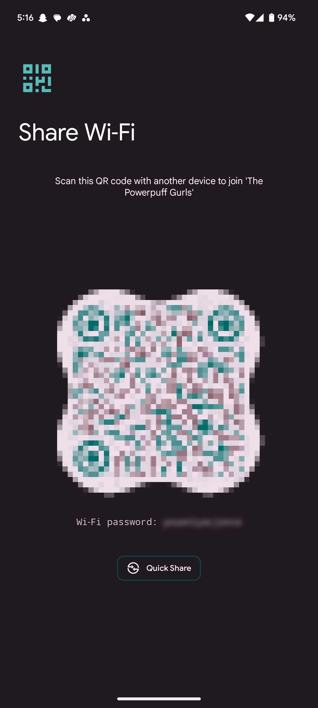Màn hình mã QR Wi-Fi trên Android