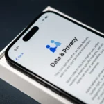 Màn hình quyền riêng tư dữ liệu trên iPhone 14 Pro, minh họa lo ngại bảo mật khi lưu trữ ảnh đám mây