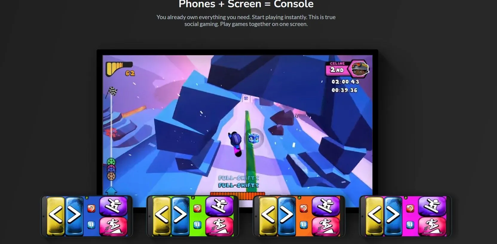 Màn hình trang chủ của nền tảng chơi game AirConsole, cho phép biến điện thoại thành tay cầm