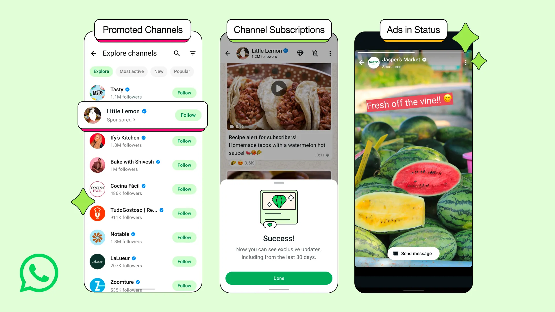 Màn hình Trạng thái (Status) của WhatsApp hiển thị quảng cáo, minh họa vị trí quảng cáo trong ứng dụng.