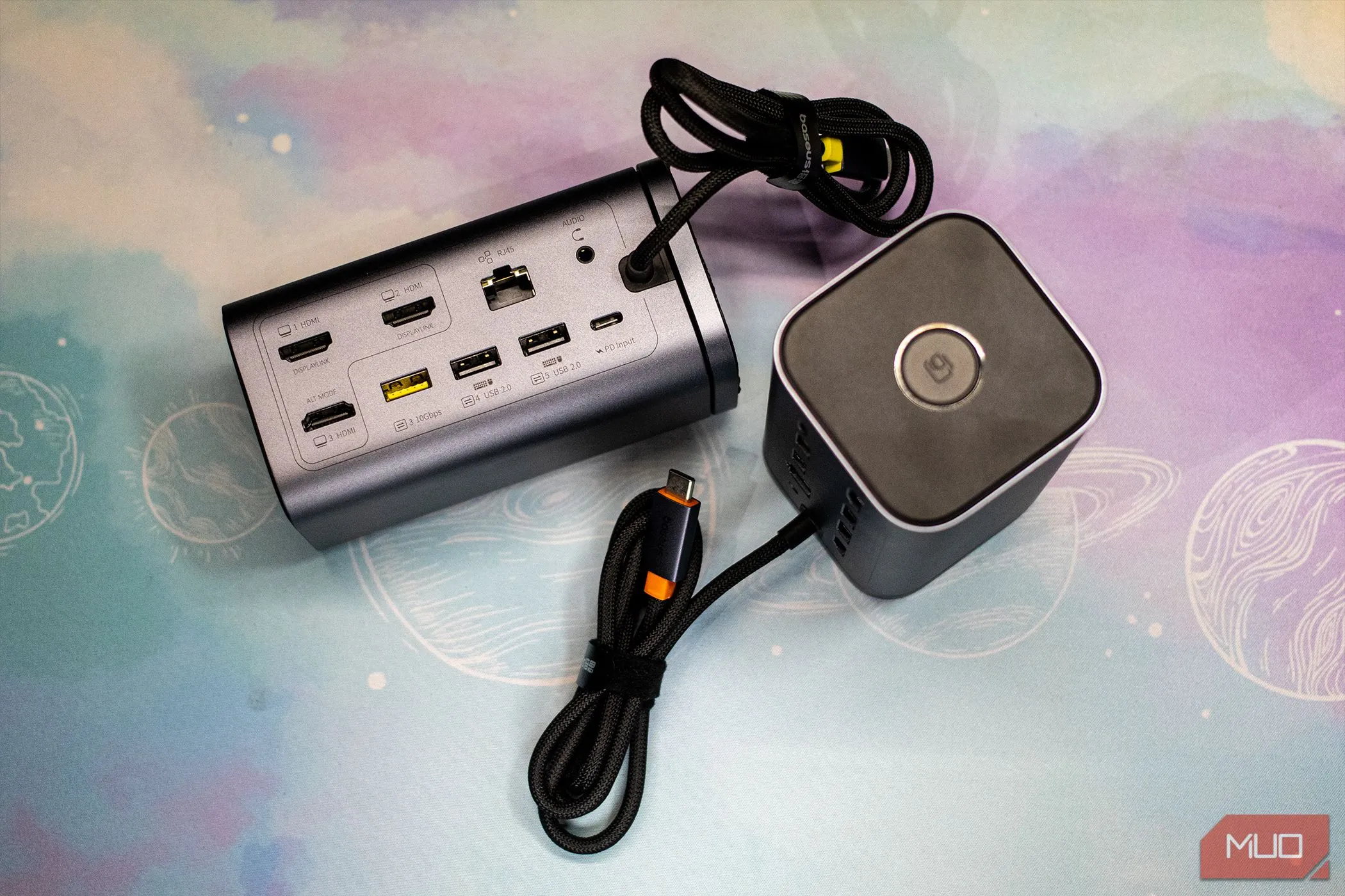 Mặt sau Docking Station Baseus Spacemate 11-in-1 với các cổng kết nối đa dạng