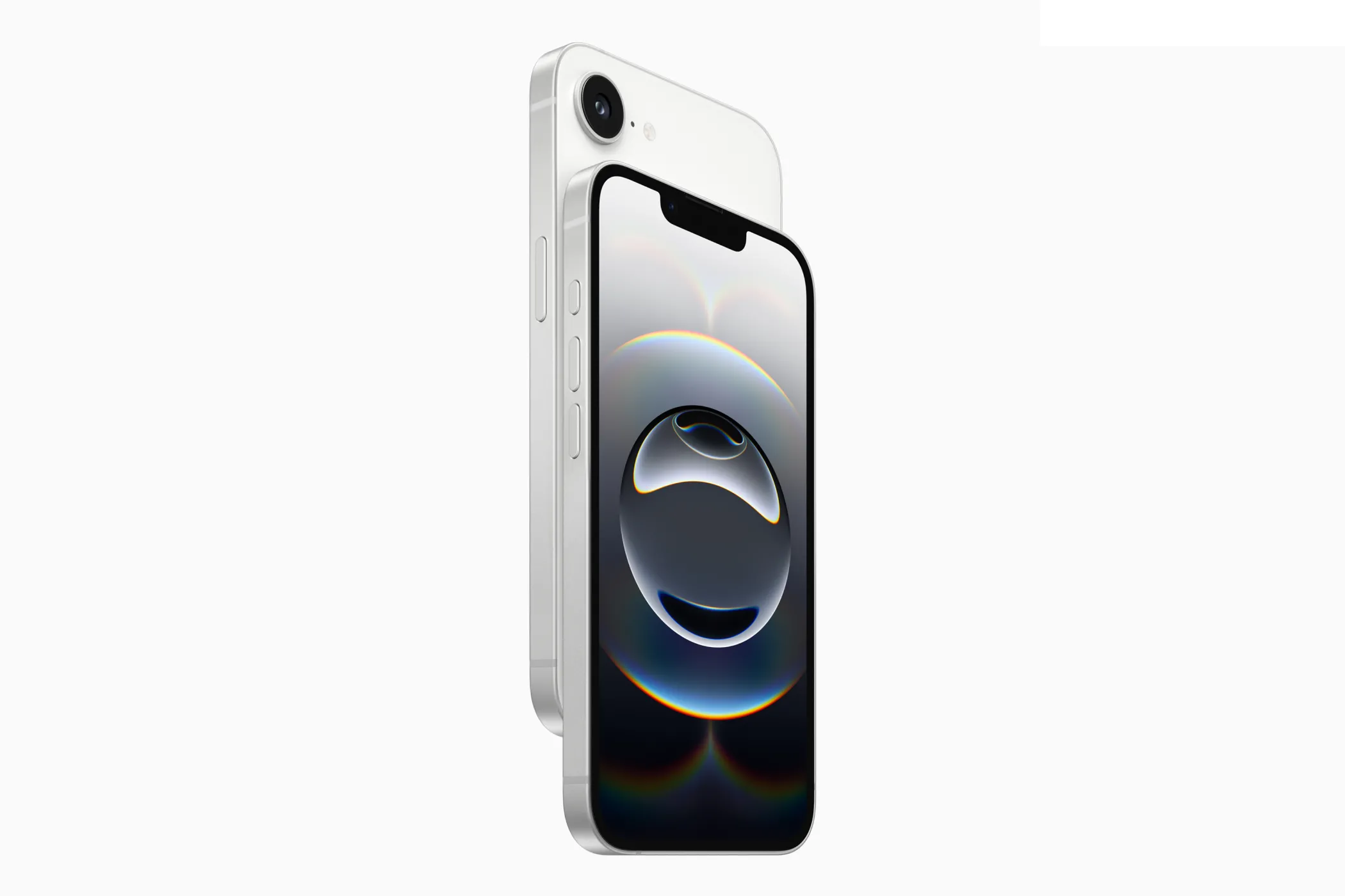 Mặt trước iPhone 16e với thiết kế tai thỏ quen thuộc