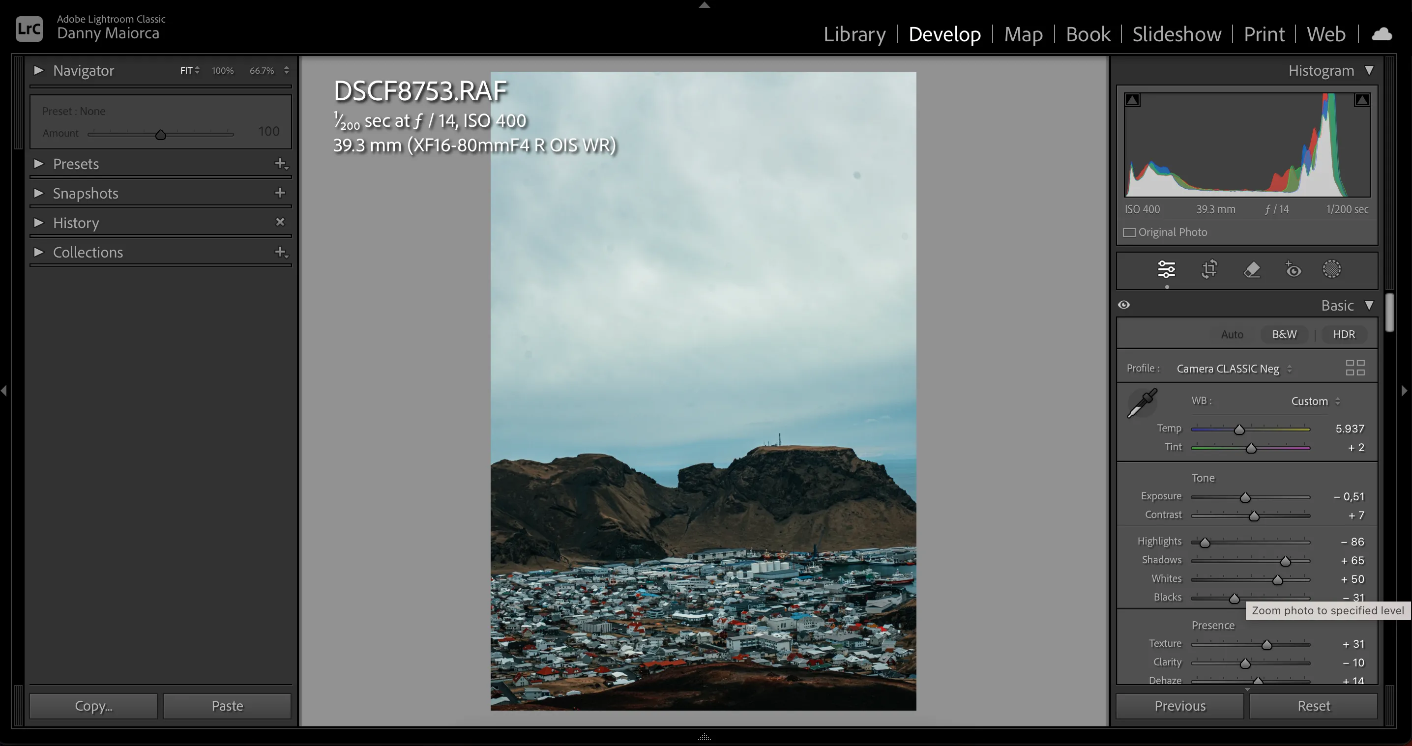 Màu sắc trong ảnh đã được AI tự động tăng cường trong Lightroom nhưng kết quả không như ý