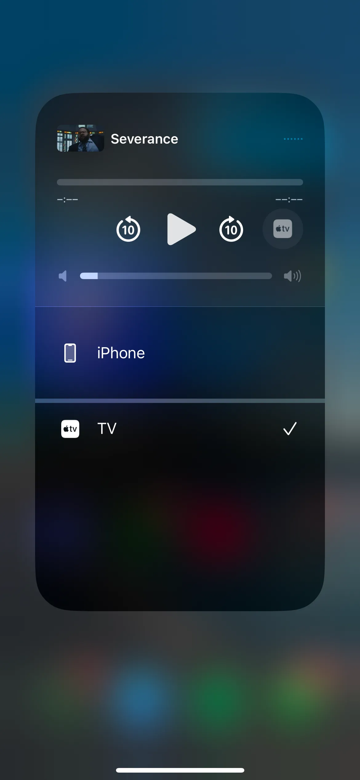 Menu AirPlay trên iOS cho phép phát trực tuyến nội dung lên Apple TV