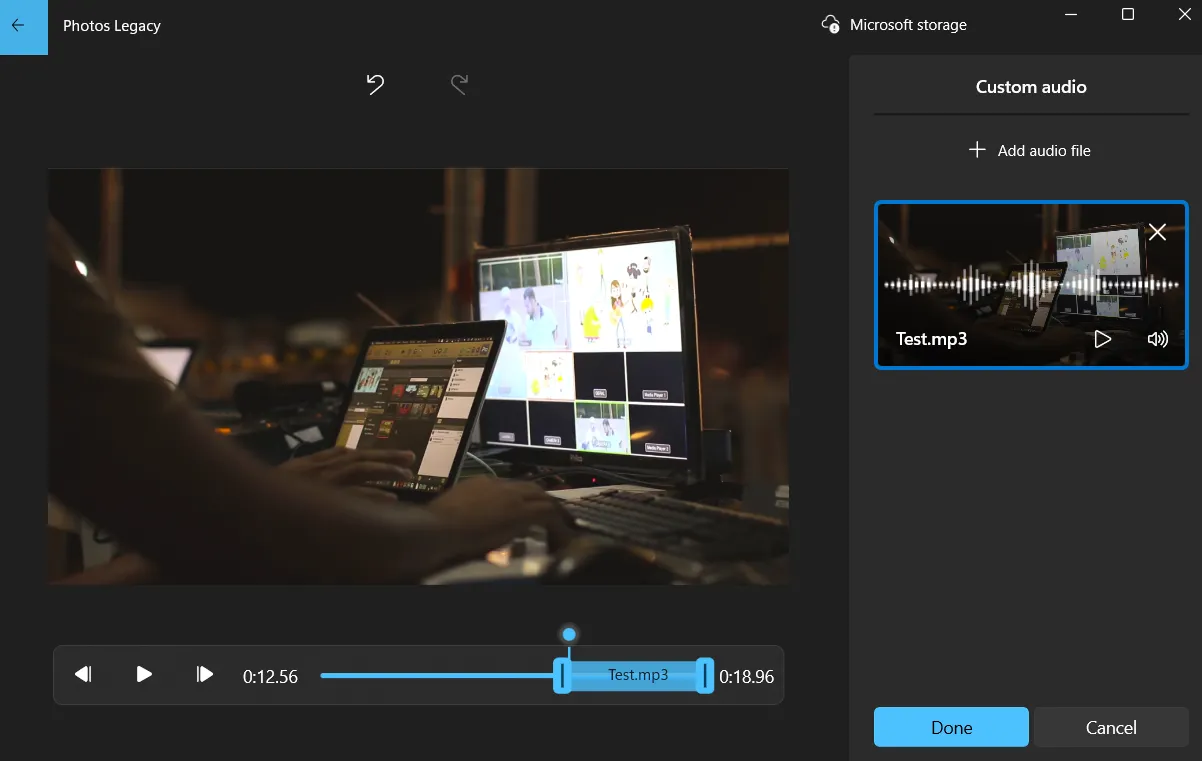 Menu Âm Thanh Tùy Chỉnh Trong Ứng Dụng Photos Legacy Cho Video