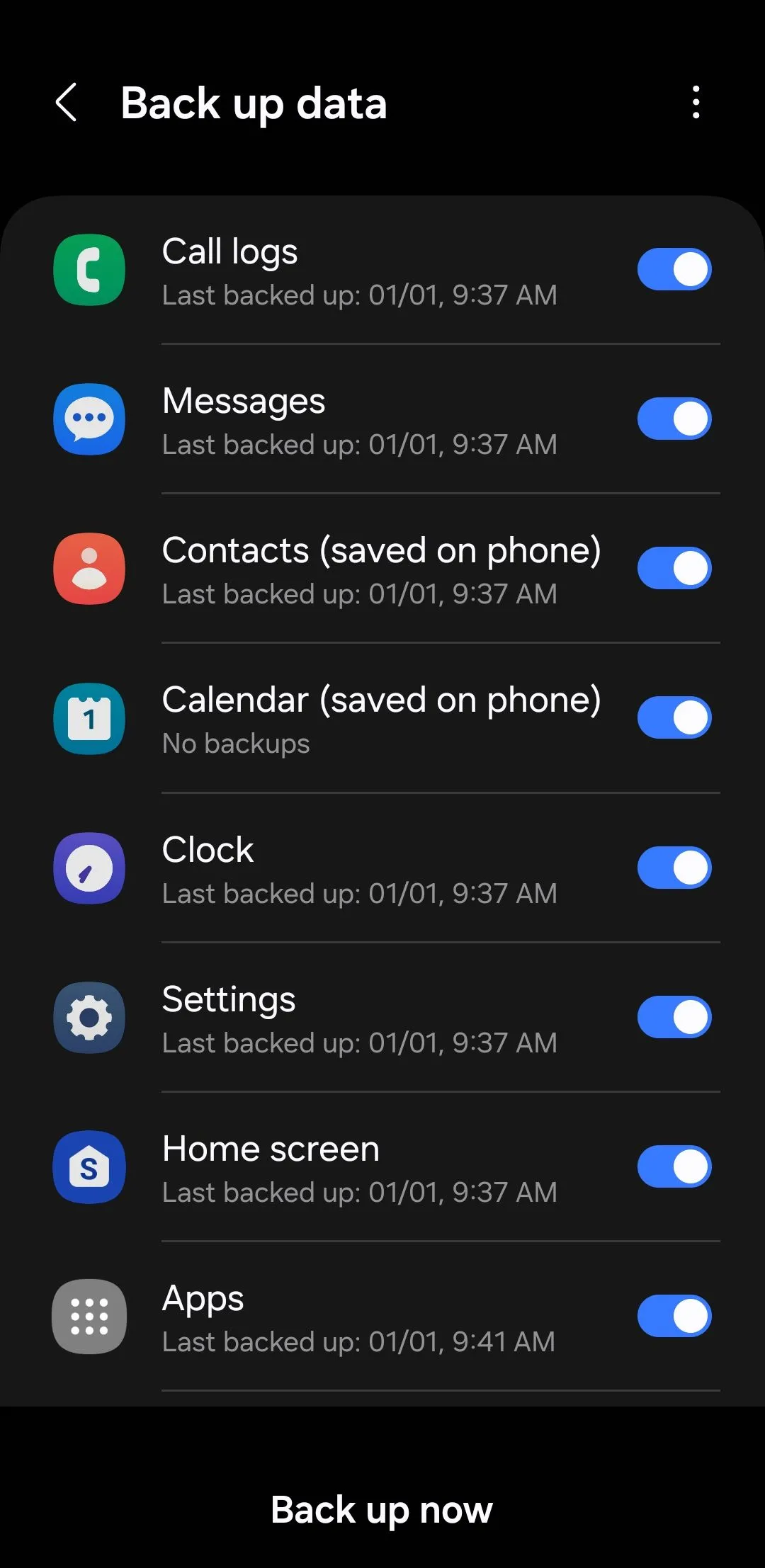Menu cài đặt sao lưu dữ liệu trên điện thoại Android, giúp người dùng dễ dàng bảo vệ thông tin quan trọng trước mỗi chuyến đi