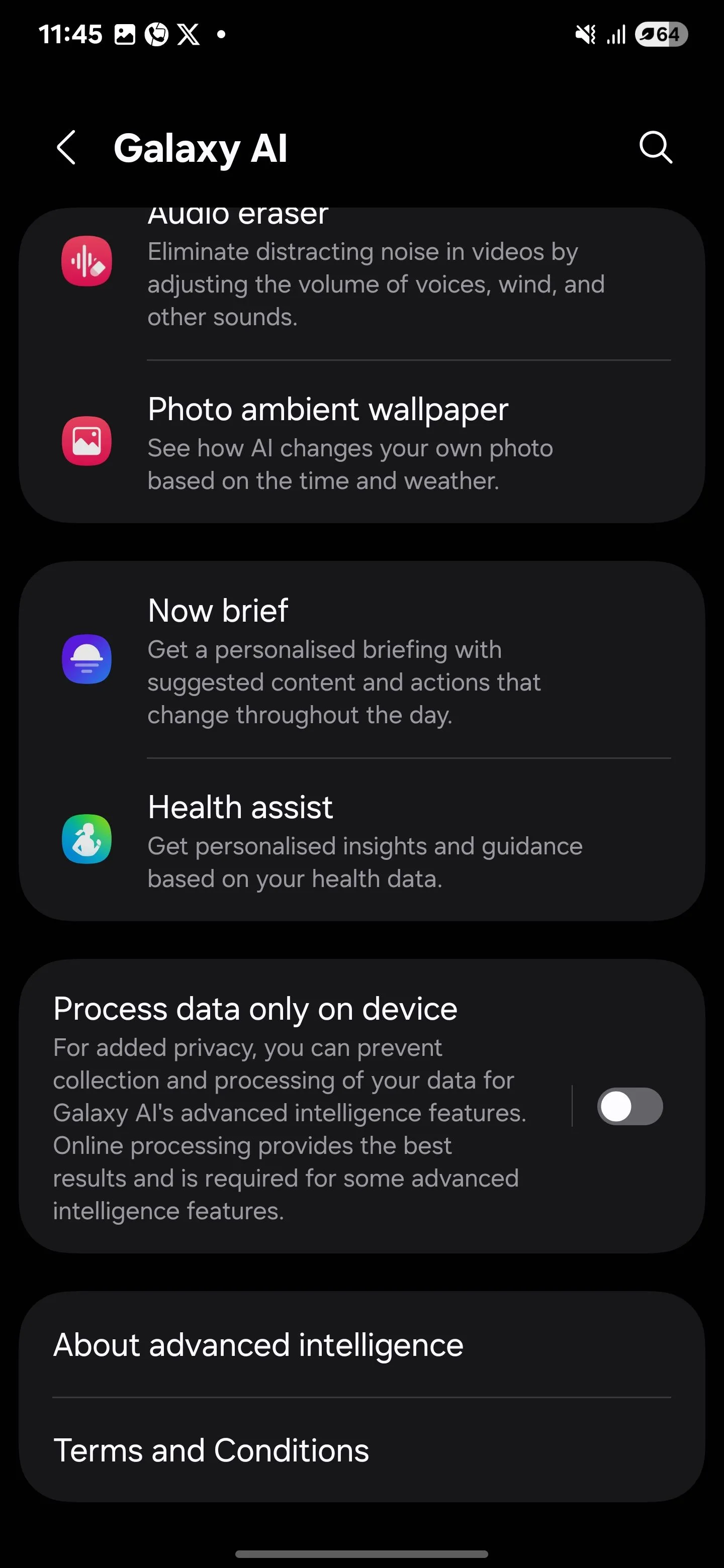 Menu Galaxy AI trong Cài đặt điện thoại Samsung