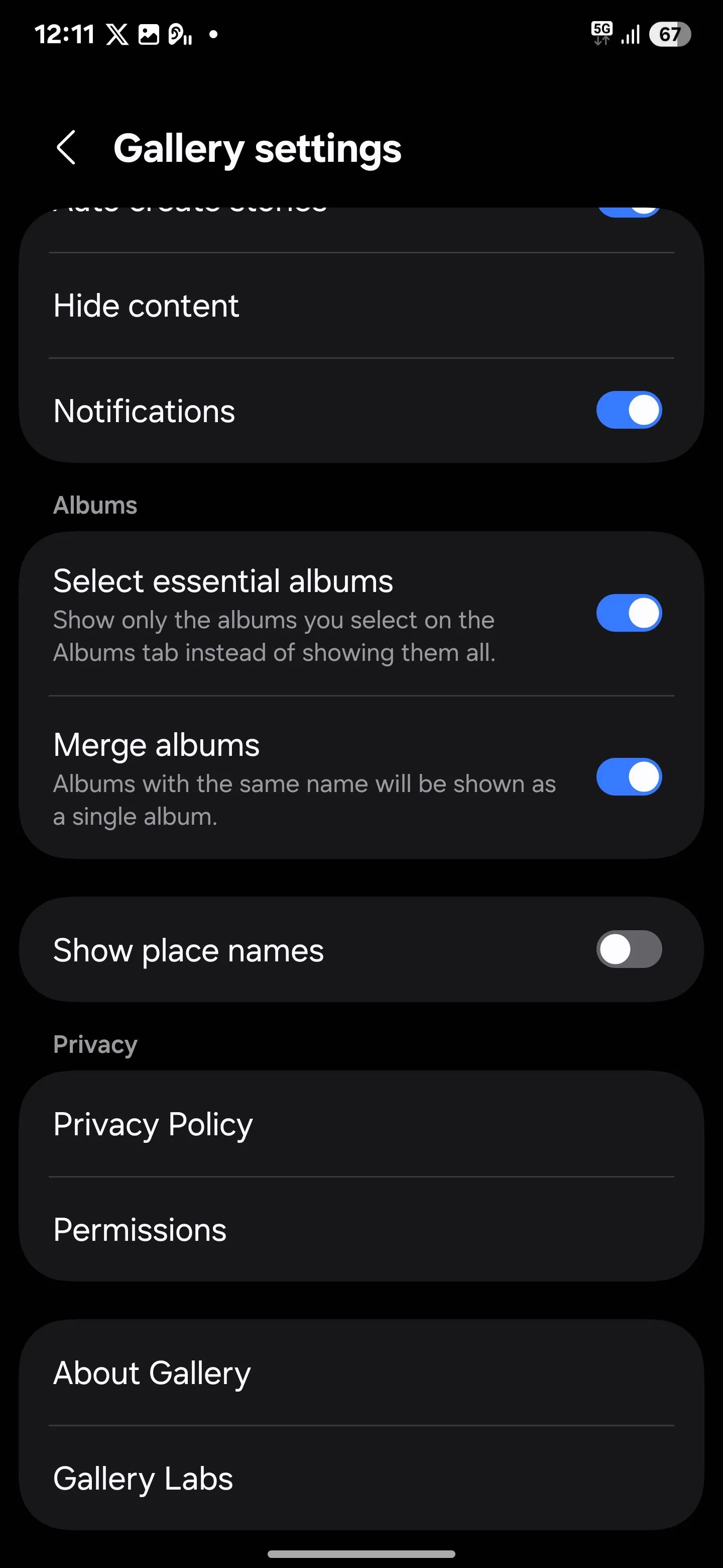 Menu Gallery Labs đã được kích hoạt trên điện thoại Samsung Galaxy