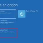 Menu môi trường phục hồi Windows với tùy chọn Khắc phục sự cố được chọn