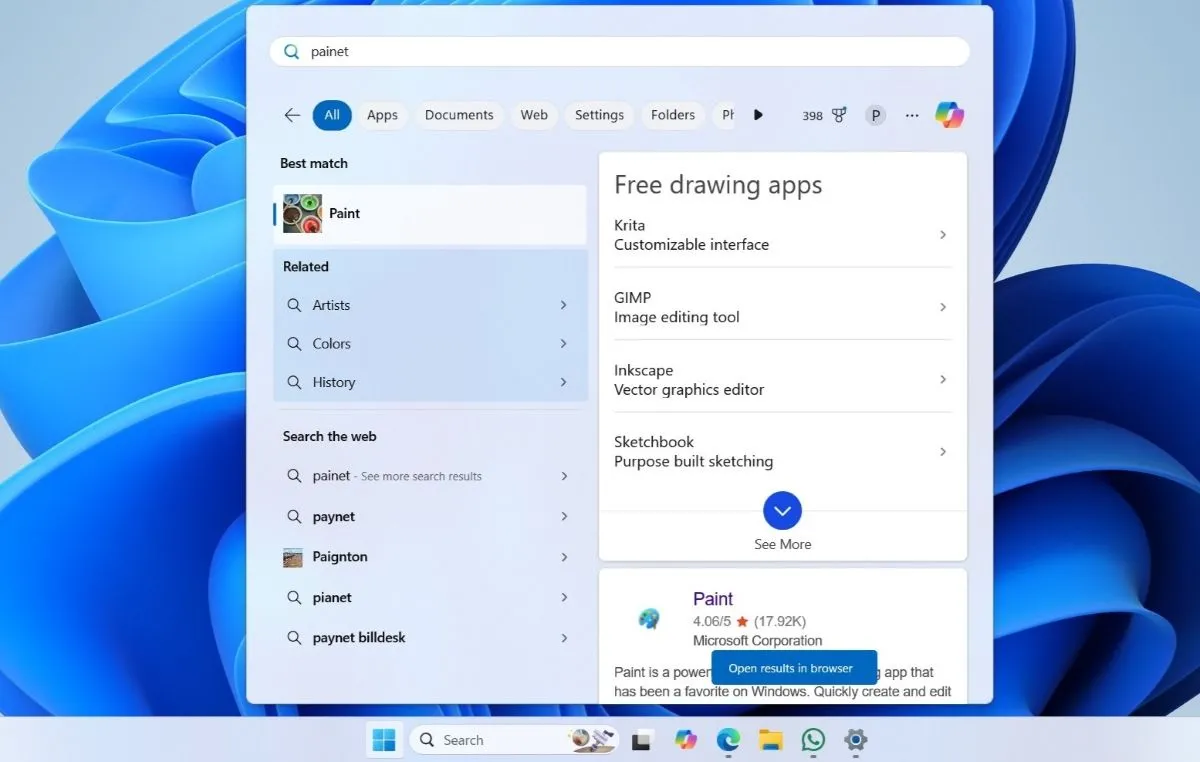 Menu Start của Windows 11 hiển thị kết quả tìm kiếm kết hợp từ Bing, gây khó chịu cho người dùng không mong muốn.
