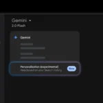 Menu tùy chọn cá nhân hóa (experimental) trong Google Gemini
