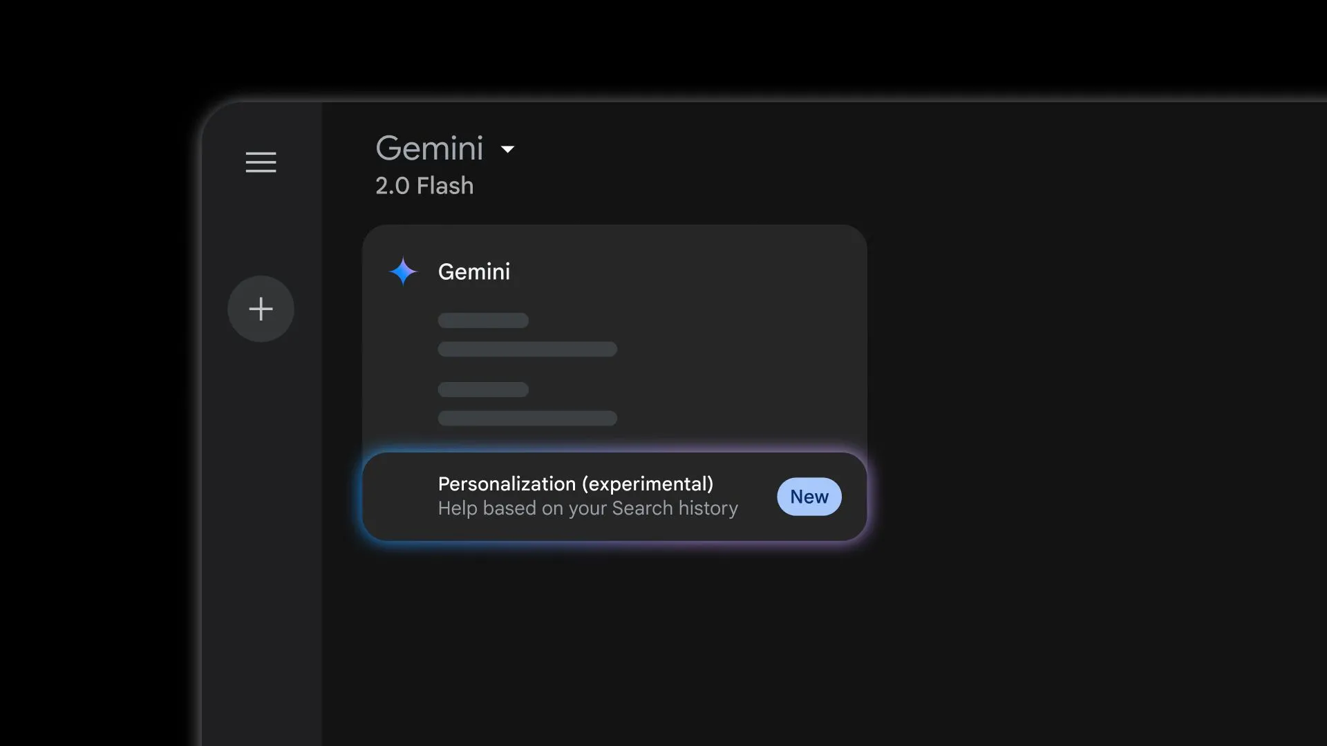 Menu tùy chọn cá nhân hóa (experimental) trong Google Gemini