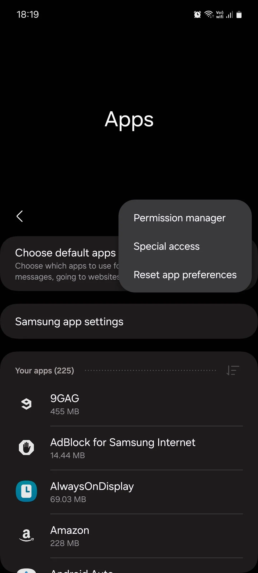 Menu ứng dụng trên Samsung Galaxy One UI