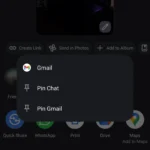 Minh họa cách ghim ứng dụng vào menu Chia sẻ trên Android