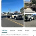 Mô tả hồ sơ doanh nghiệp cứu hộ Jerry's Towing trên Google Maps, hiển thị tab "Tổng quan" với thông tin website, nhằm minh họa vị trí kiểm tra trang web doanh nghiệp.