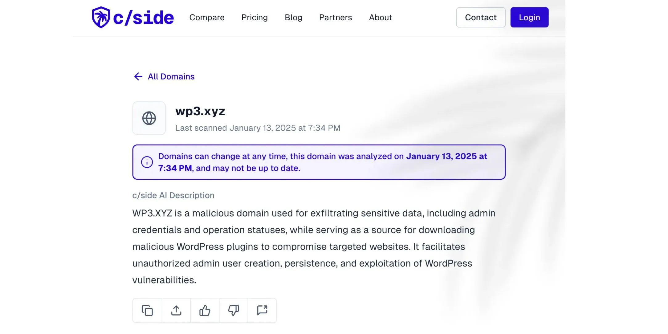 Mô tả mã độc WP3.XYZ và hoạt động tấn công WordPress từ báo cáo của c/side