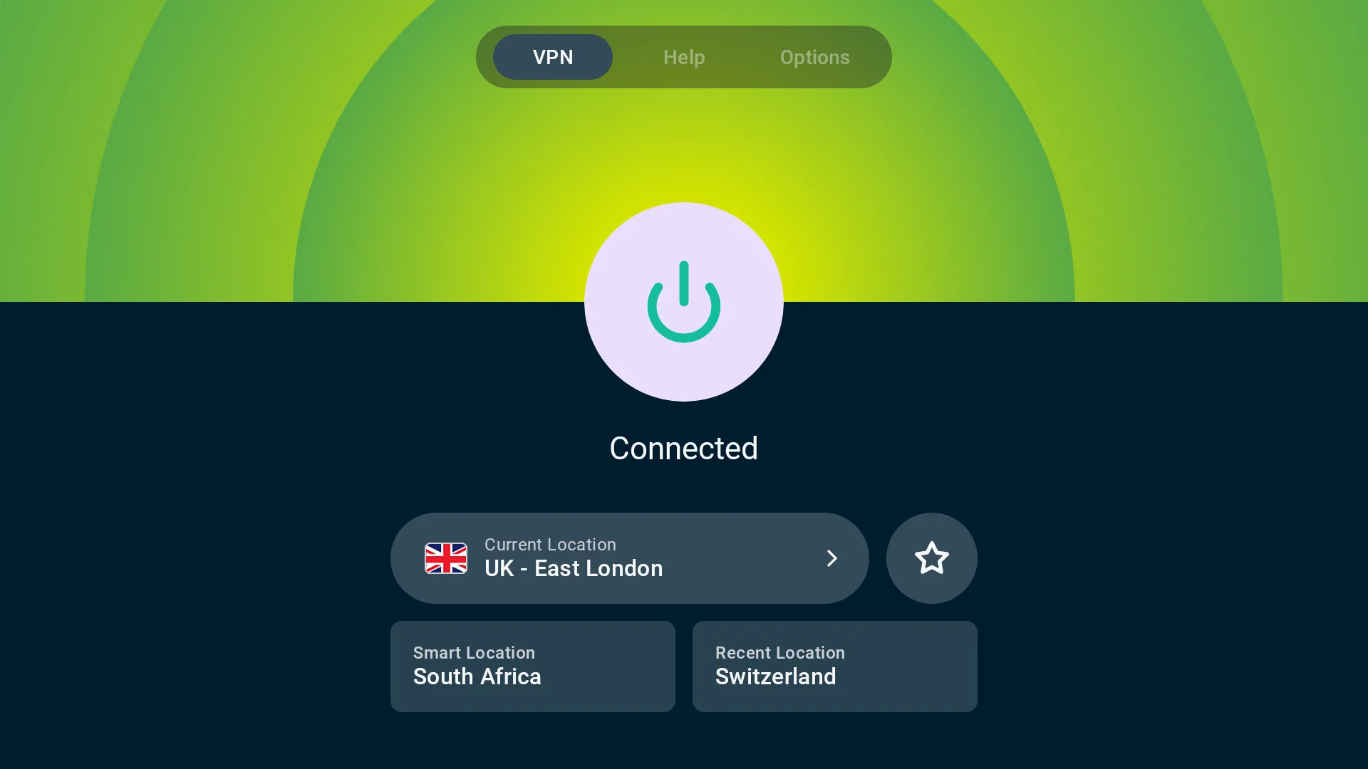 Một màn hình hiển thị kết nối ExpressVPN đang được kích hoạt, minh họa việc sử dụng VPN để bảo mật Wi-Fi công cộng.