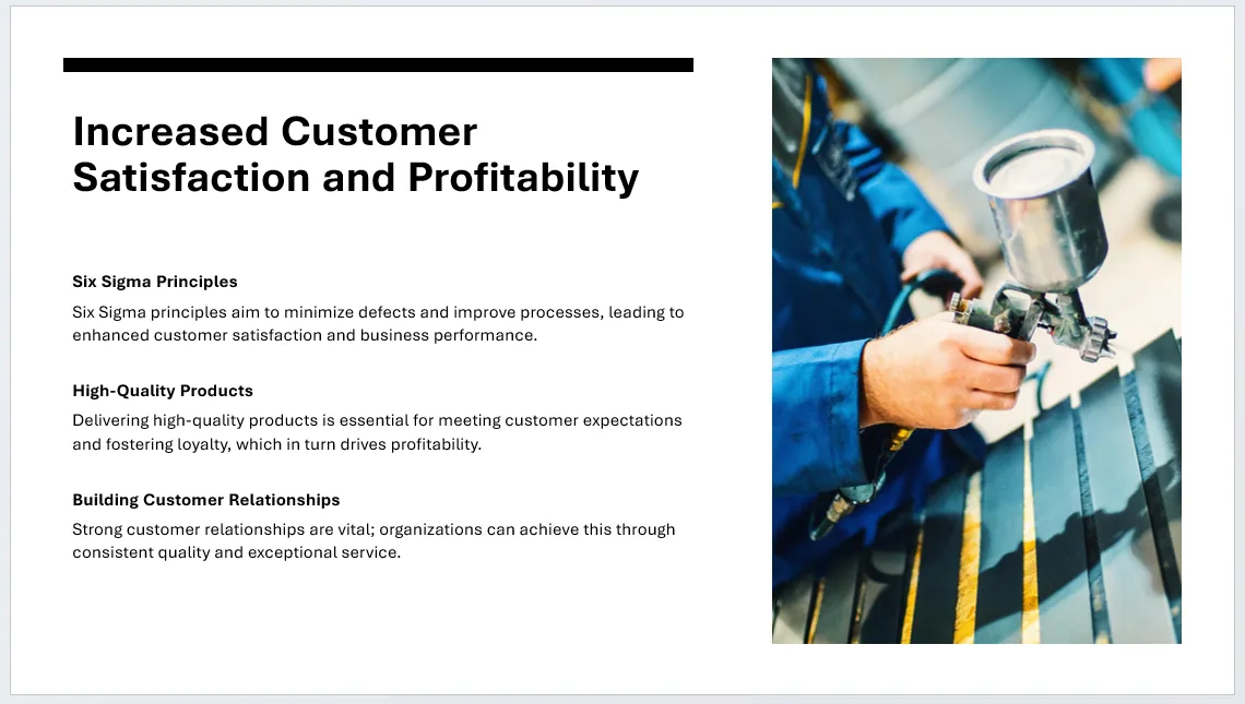 Một ví dụ về slide thuyết trình PowerPoint được thiết kế bởi Copilot với bố cục cơ bản và ảnh minh họa.