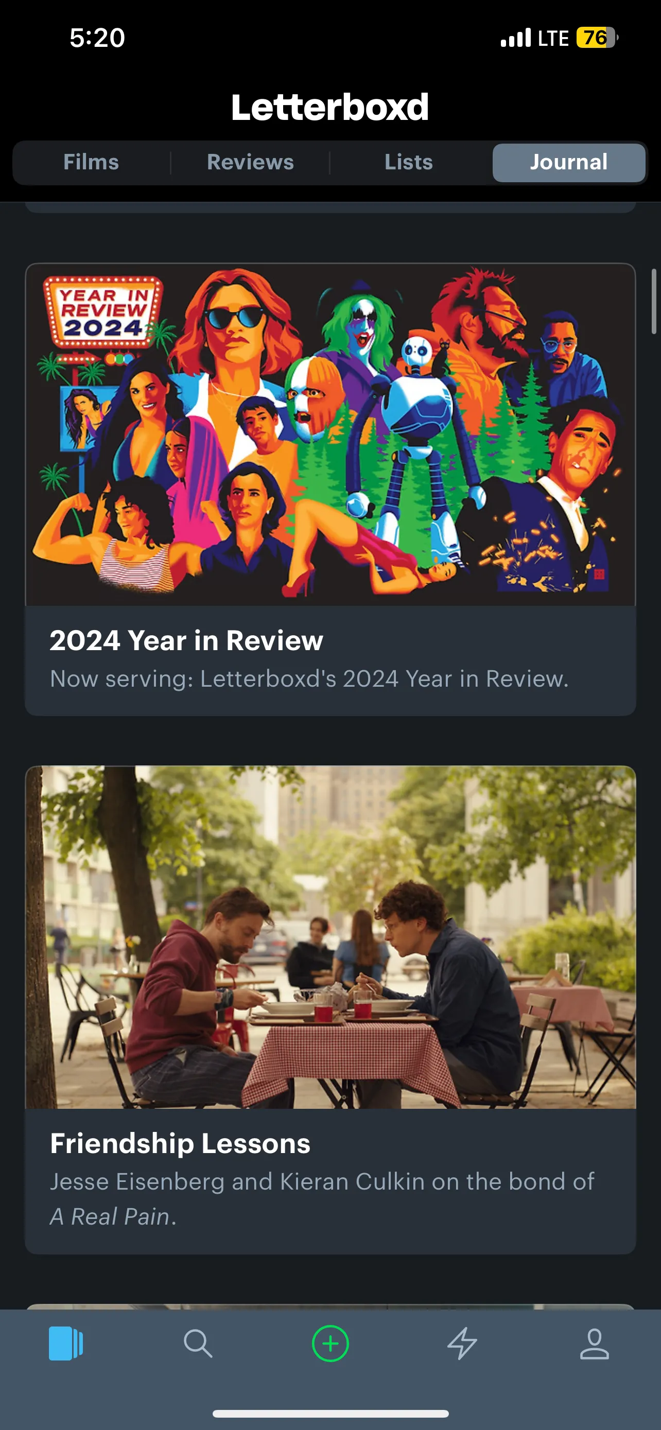 Mục Journal của Letterboxd với bài viết tổng kết năm 2024
