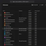 Mục Ứng dụng khởi động trong Trình quản lý Tác vụ để tắt ứng dụng nền Microsoft Store