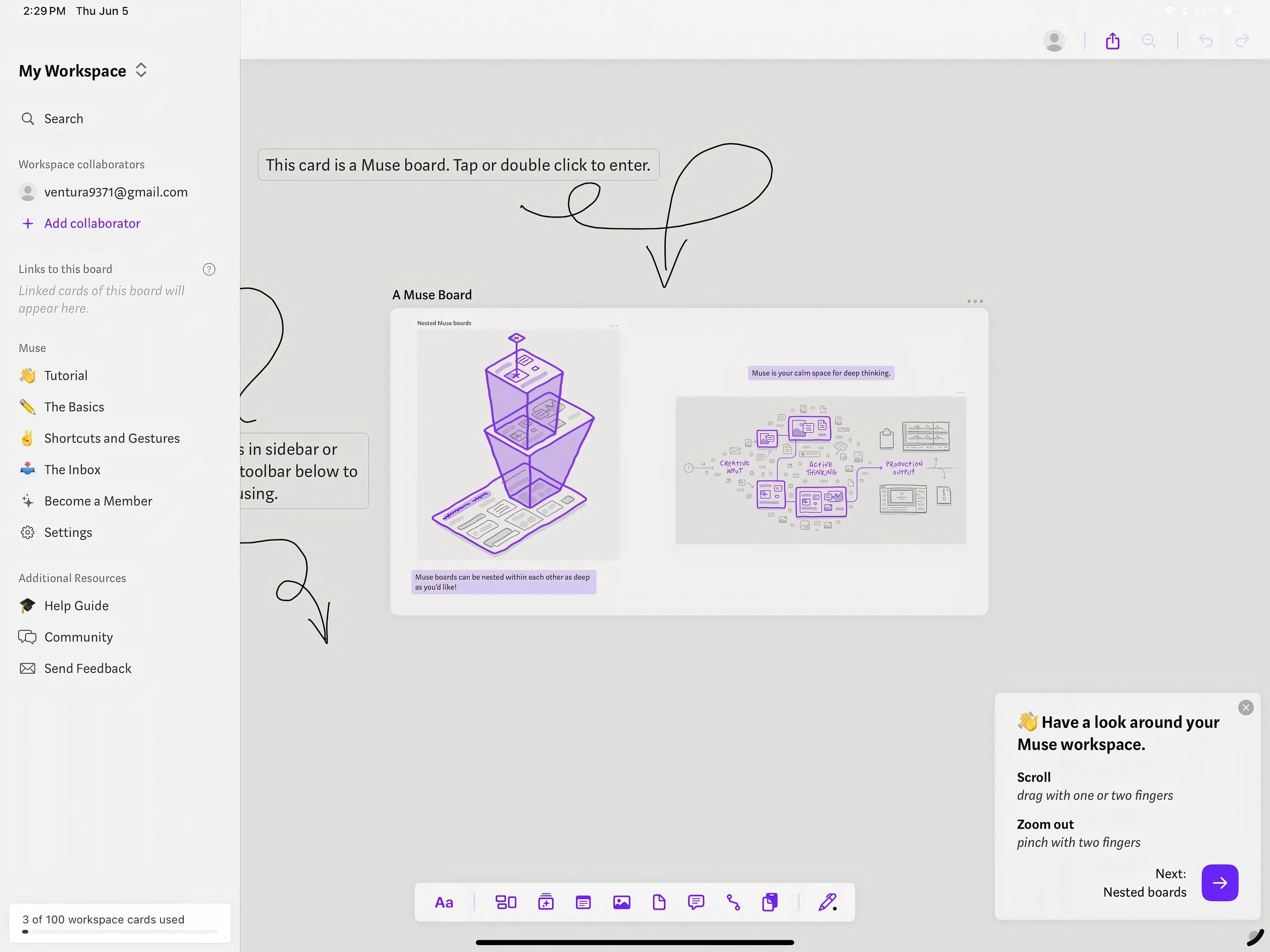 Muse app trên iPad, một không gian bảng trắng kỹ thuật số đa năng cho tư duy và tổ chức ý tưởng