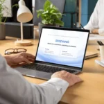 Người đàn ông sử dụng MacBook Pro truy cập trang web DeepSeek AI, minh họa rủi ro quyền riêng tư