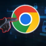 Người dùng đang xem màn hình máy tính với logo Google Chrome, minh họa việc sử dụng internet tiềm ẩn nguy cơ bị hacker dùng AI tấn công.