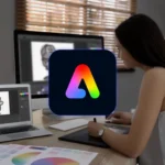 Người dùng sử dụng Adobe Express để chỉnh sửa đồ họa AI trên máy tính