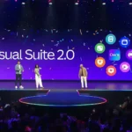 Người thuyết trình giới thiệu Visual Suite 2.0 mới tại sự kiện Canva Create 2025.