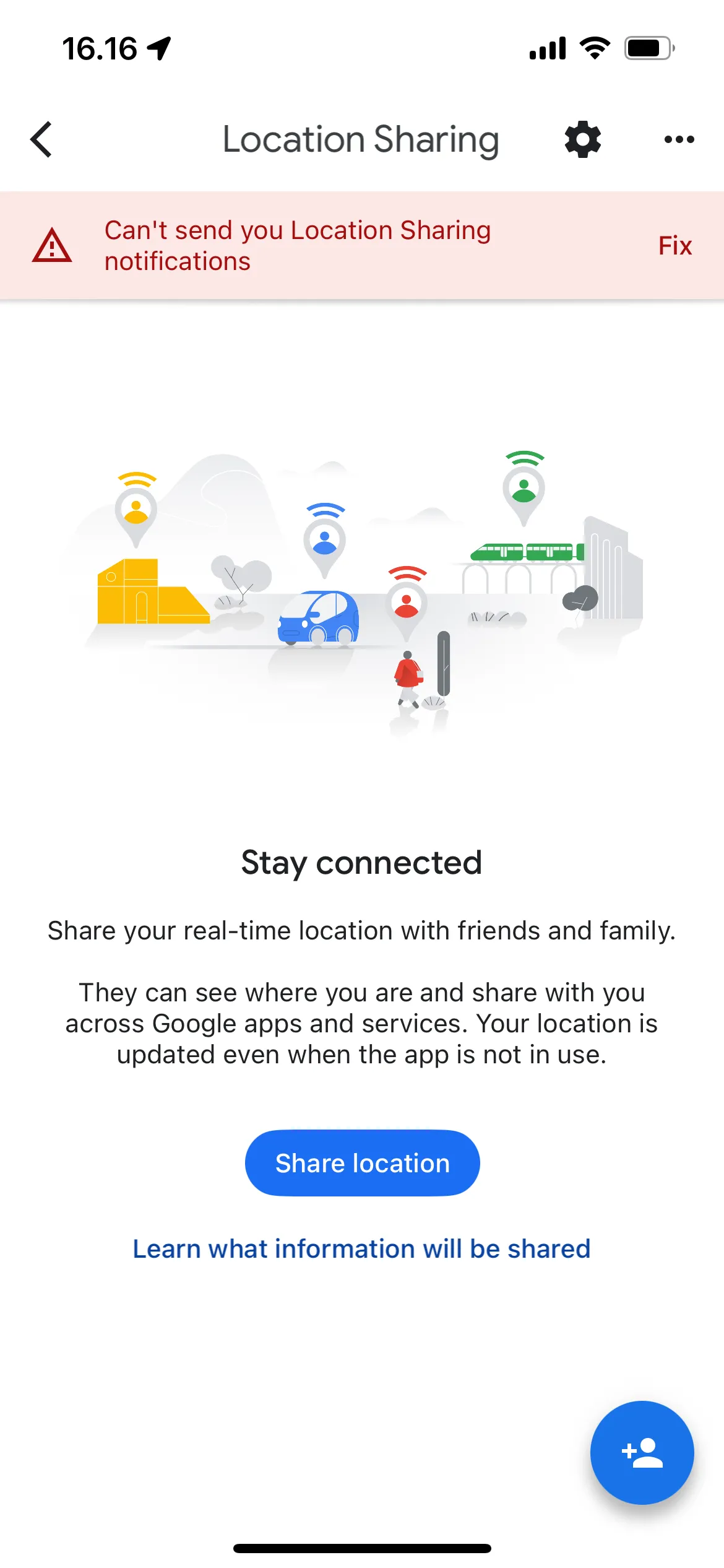 Nút Chia sẻ vị trí trong ứng dụng Google Maps, cho phép người dùng dễ dàng chia sẻ địa điểm hiện tại của mình.