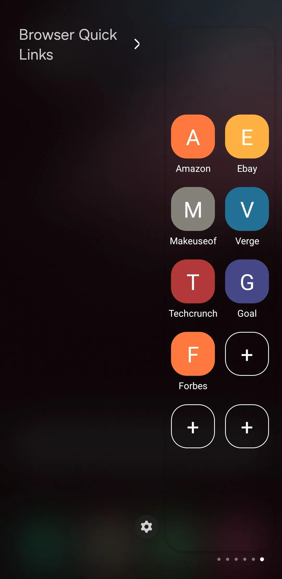 Phím tắt website trong Edge Panel trên điện thoại Samsung