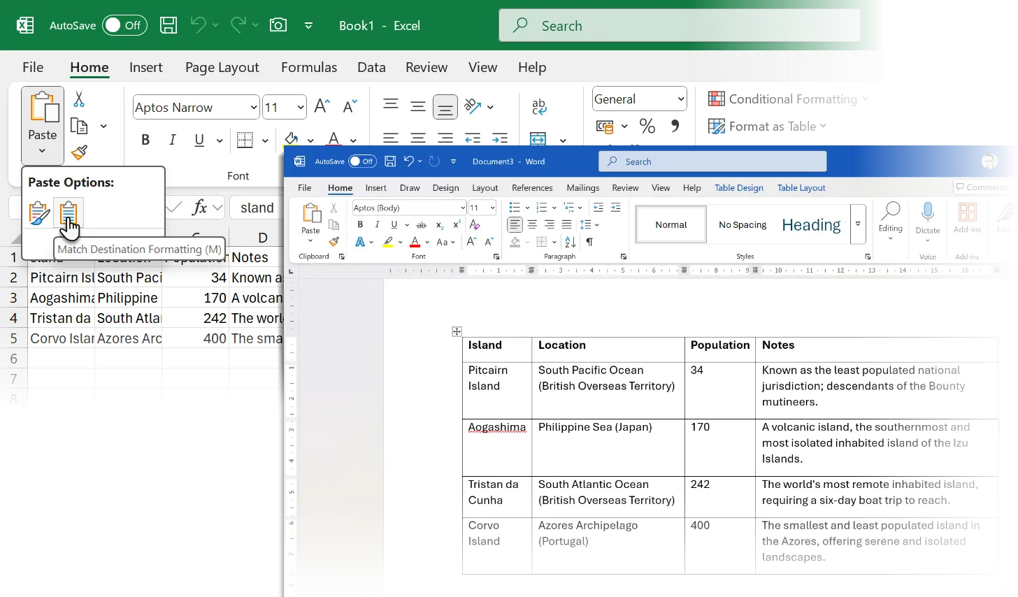 Quy trình dán bảng từ ChatGPT vào Word qua Excel trung gian