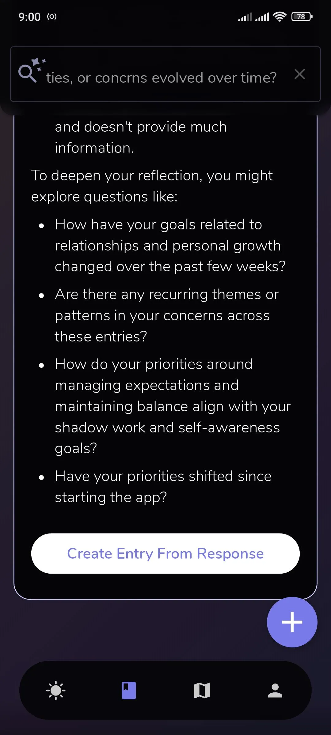 Reflection.app hiển thị nút tạo phản hồi từ Depth AI