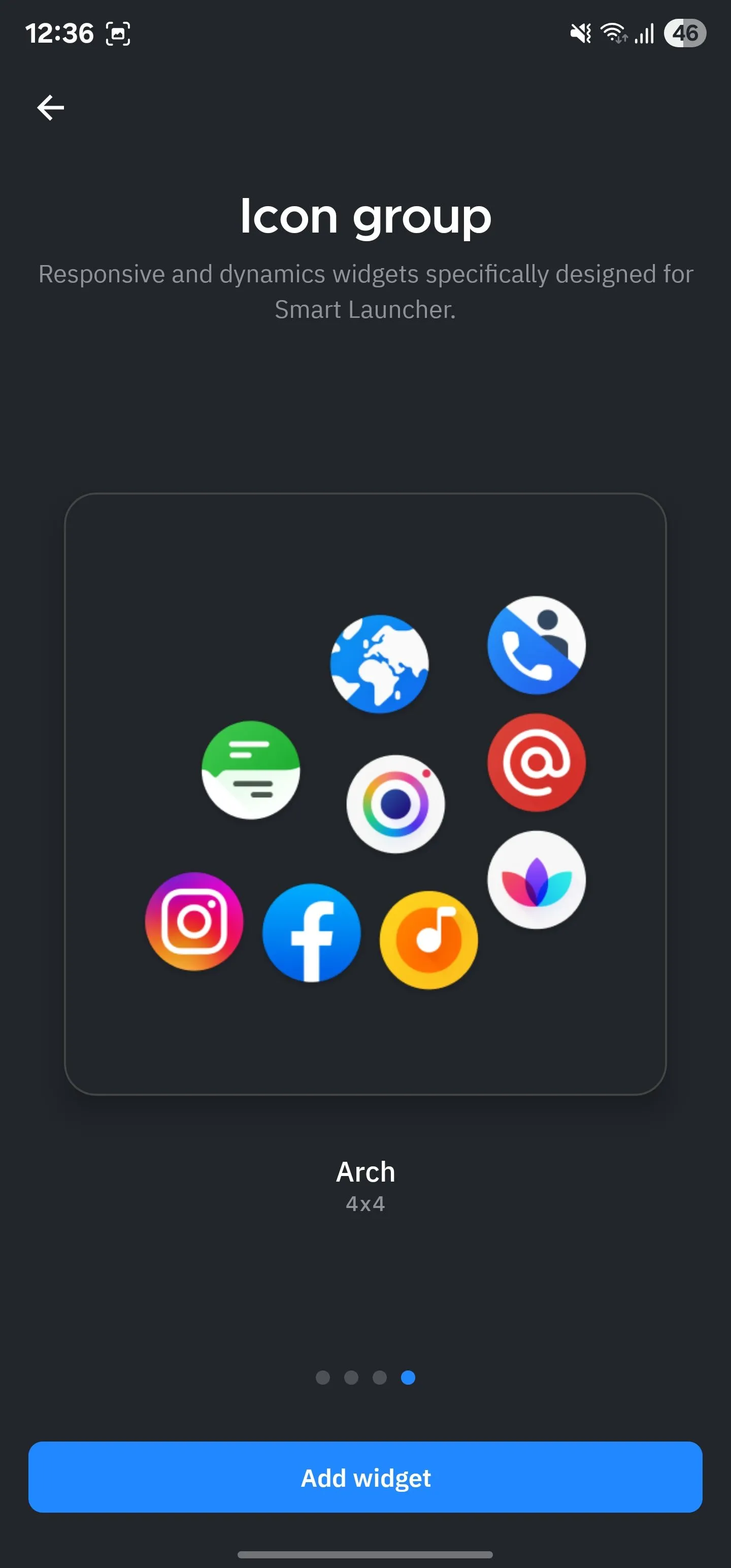 Sắp xếp nhóm biểu tượng dạng hình vòng cung trong Smart Launcher.