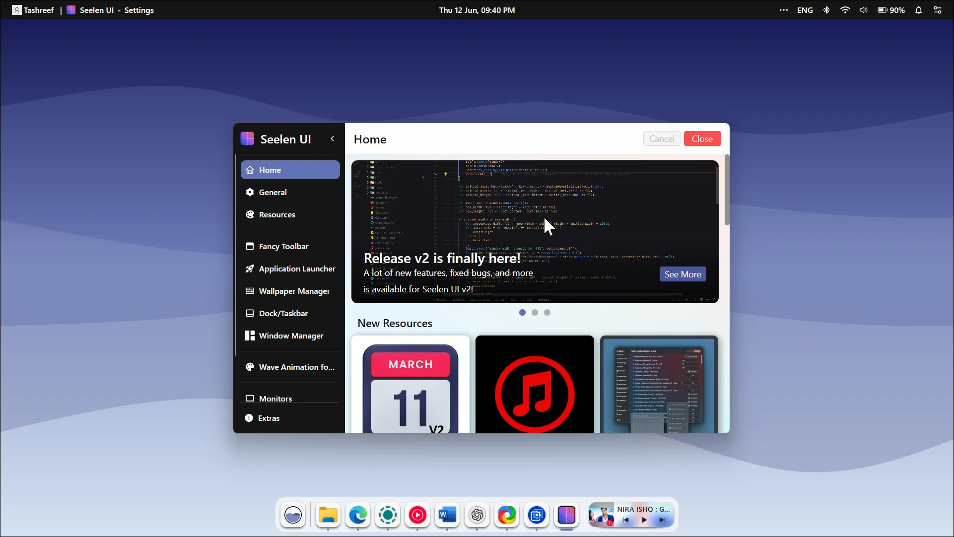 Seelen UI hoạt động trên nền desktop Windows 11 với giao diện lấy cảm hứng từ macOS và Linux