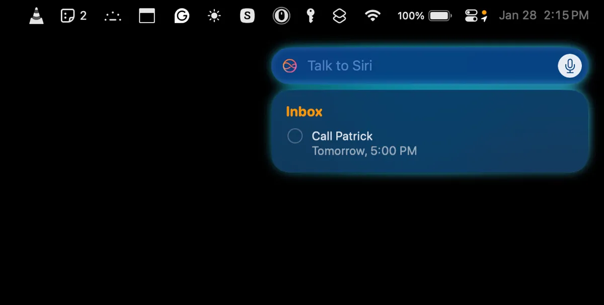 Sử dụng Siri để thêm các tác vụ nhanh vào ứng dụng Nhắc nhở trên Mac