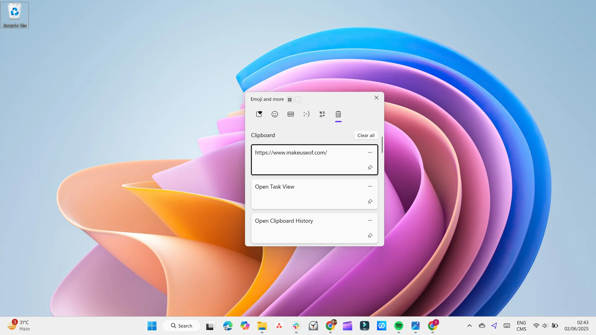 Sử dụng tính năng lịch sử Clipboard Win V trên máy tính Windows để truy cập nội dung đã sao chép