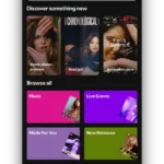Tab Tìm kiếm trên ứng dụng Spotify hiển thị biểu tượng kính lúp và các tùy chọn khám phá