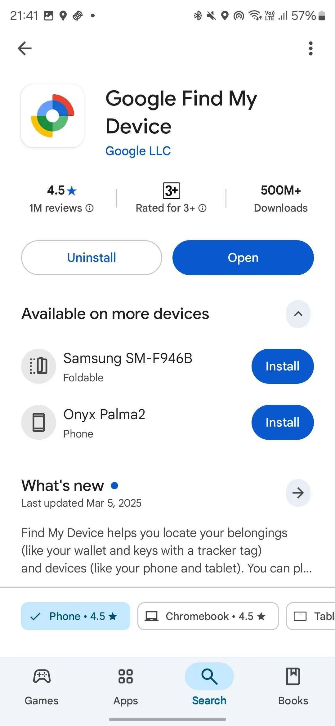 Tải và cài đặt ứng dụng Google Find My Device từ Google Play Store