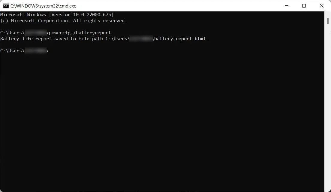 Tạo báo cáo tình trạng pin laptop bằng Command Prompt