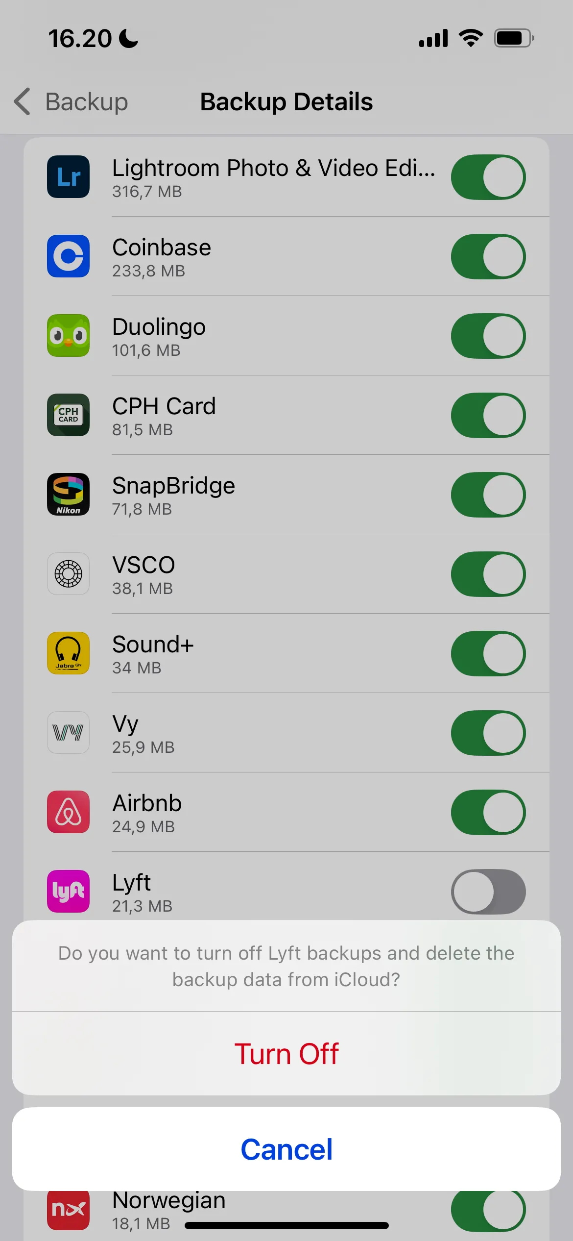 Tắt cài đặt sao lưu iCloud