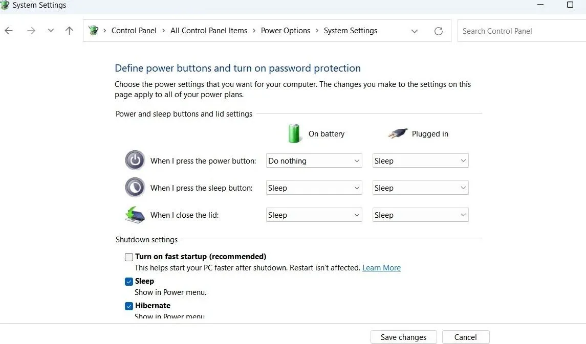 Tắt tính năng khởi động nhanh Fast Startup để sửa lỗi Bluetooth biến mất trên Windows