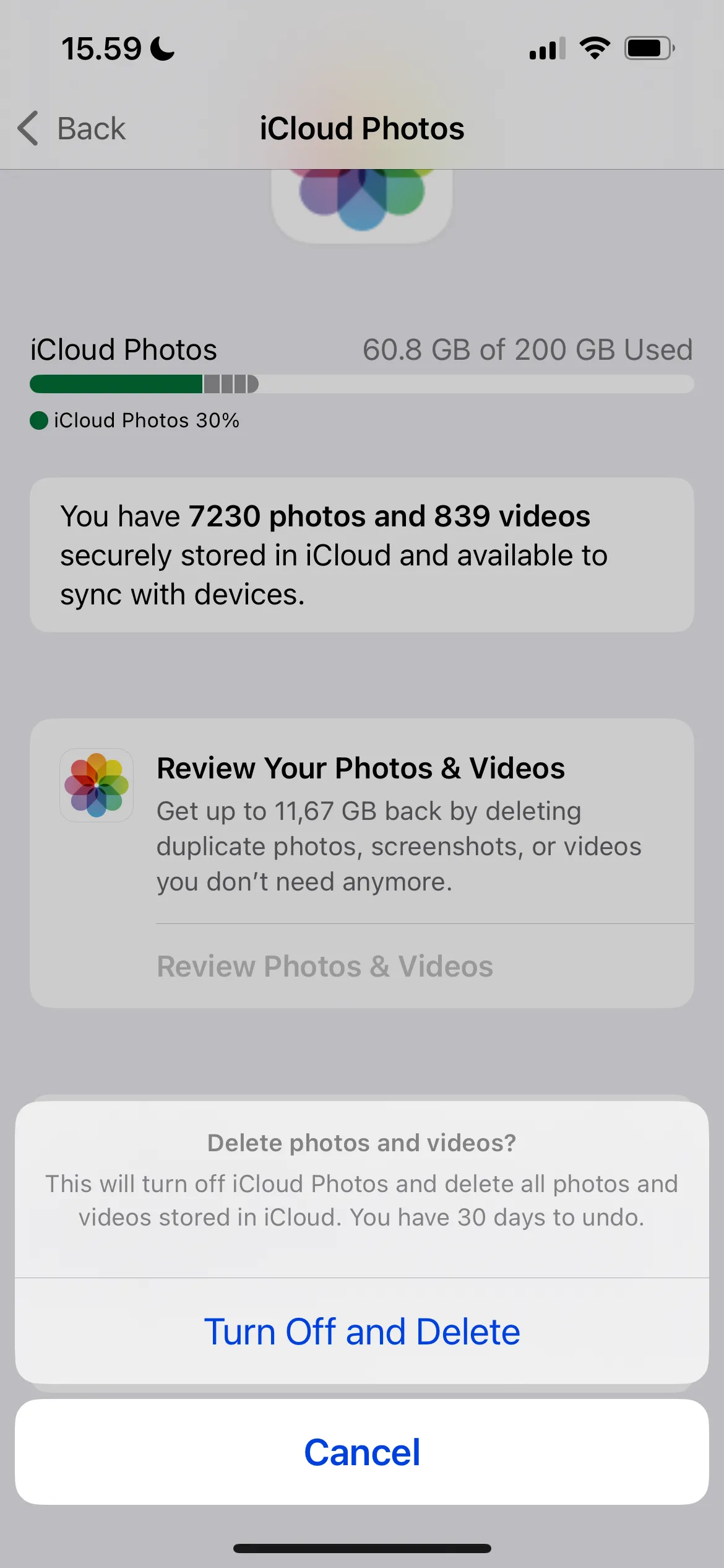 Tắt và Xóa Đồng Bộ Ảnh cho iCloud