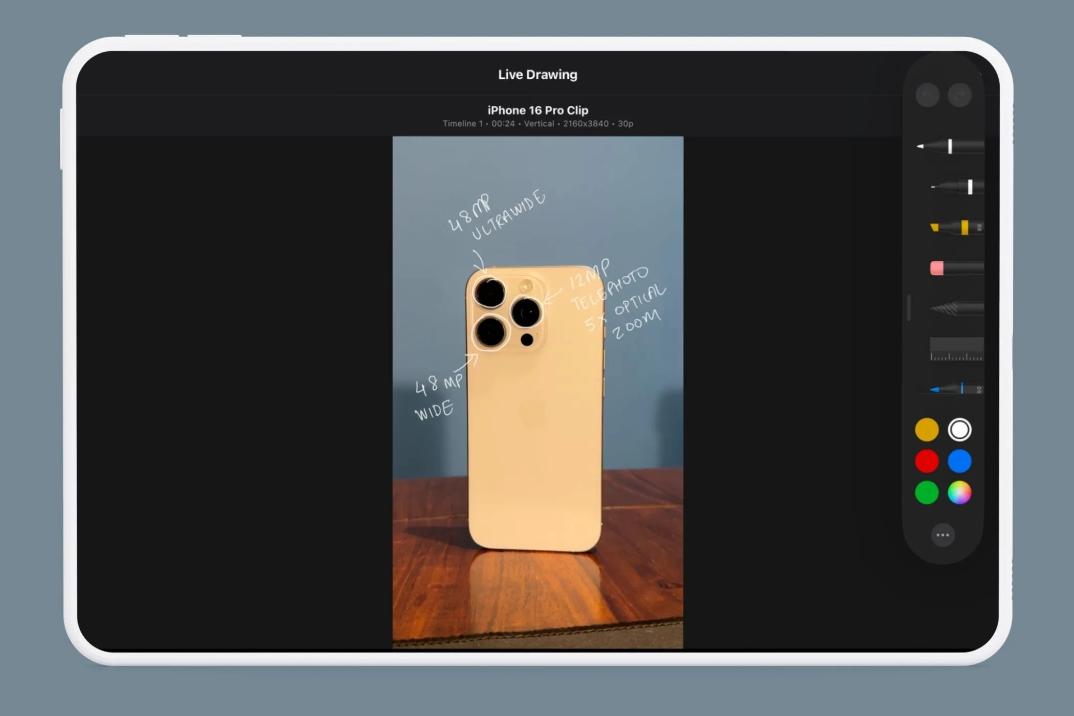 Thanh công cụ vẽ Live Drawing trong Final Cut Pro cho iPad