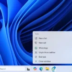 Thanh tác vụ Windows 11 hiển thị tùy chọn "Kết thúc tác vụ" cho ứng dụng WhatsApp bị treo