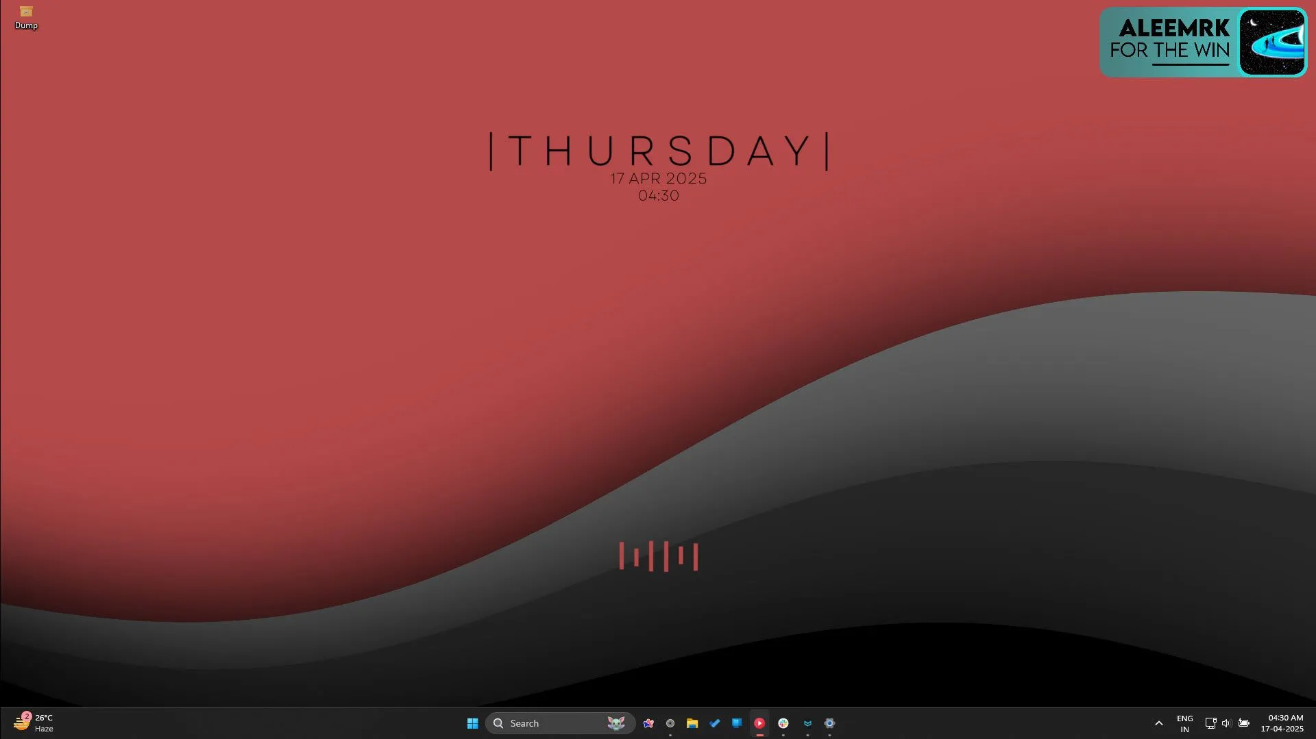 Thanh tác vụ Windows 11 với các biểu tượng ứng dụng hiển thị cực kỳ nhỏ khi tính năng thu nhỏ được kích hoạt