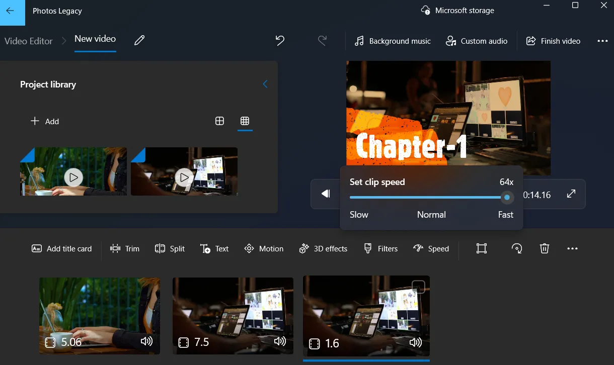 Thanh Trượt Điều Chỉnh Tốc Độ Phát Lại Clip Trong Photos Legacy Windows 11